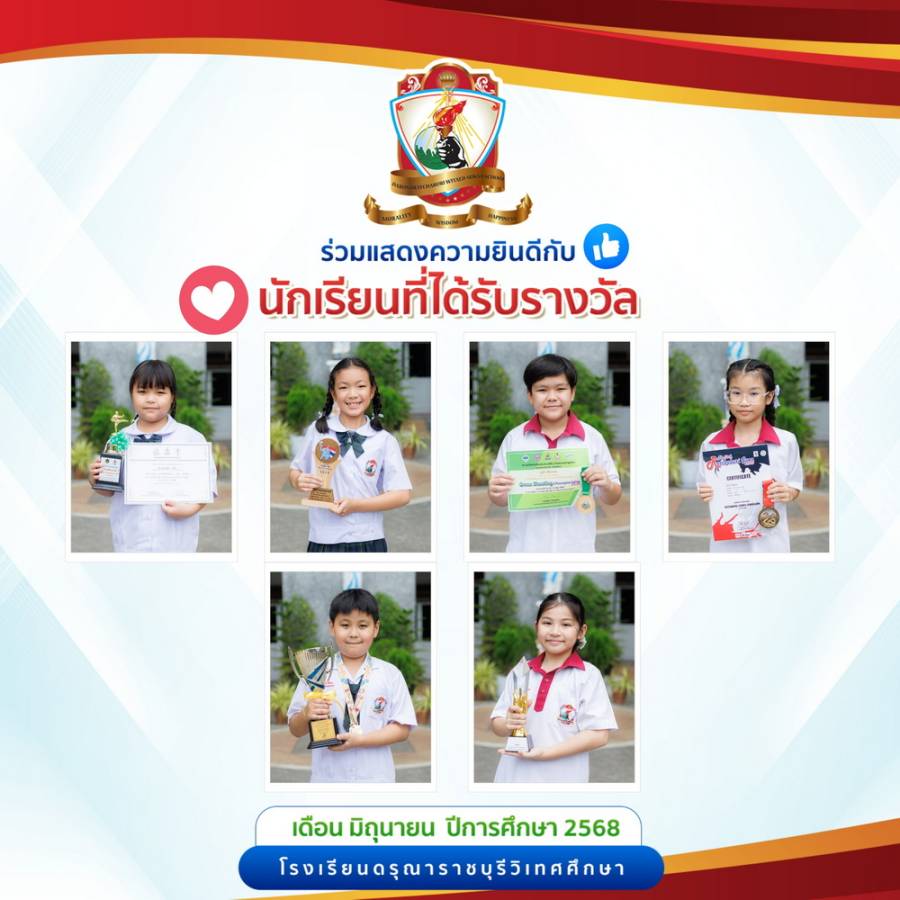 นักเรียนระดับชั้นประถมศึกษาที่ได้รับรางวัลจากการแข่งขัน ประจำเดือนมิถุนายน ปีการศึกษา 2568 
