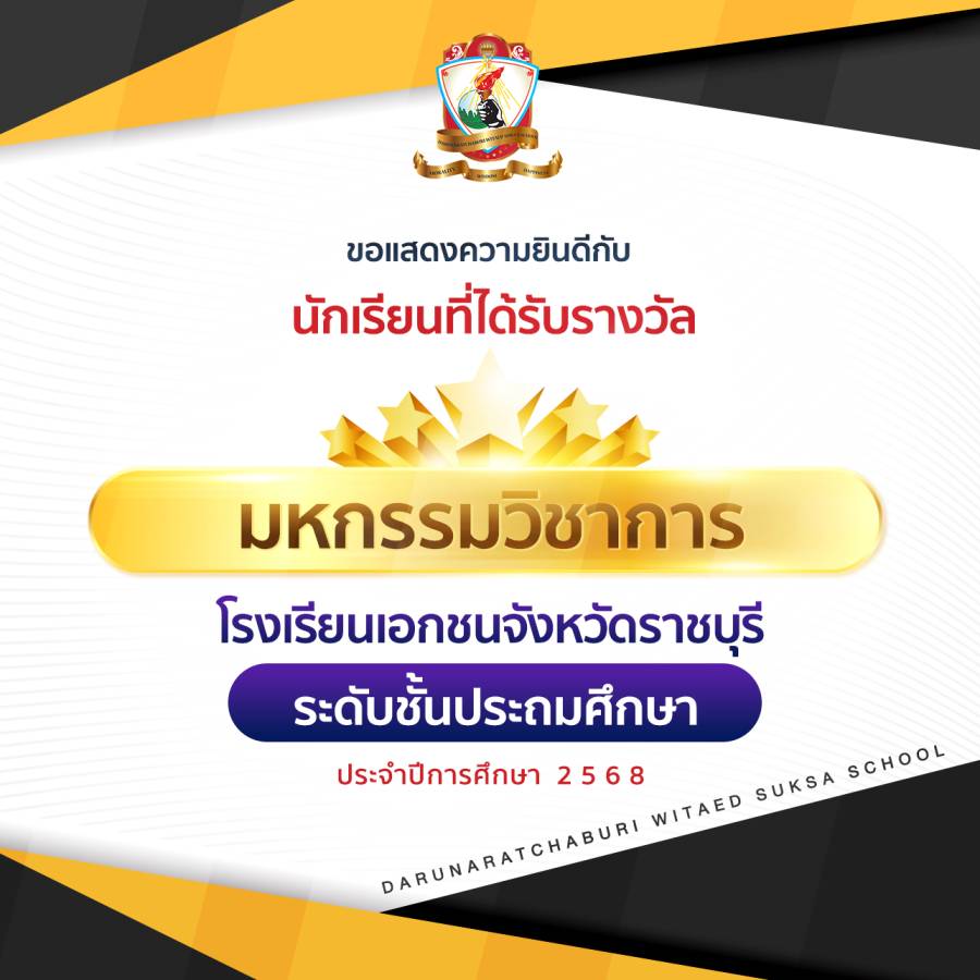 รางวัลระดับชั้นประถมศึกษา การแข่งขันมหกรรมวิชาการโรงเรียนเอกชน จังหวัดราชบุรี ประจำปีการศึกษา 2568  กลุ่มสาระการเรียนรู้ ภาษาต่างประเทศ