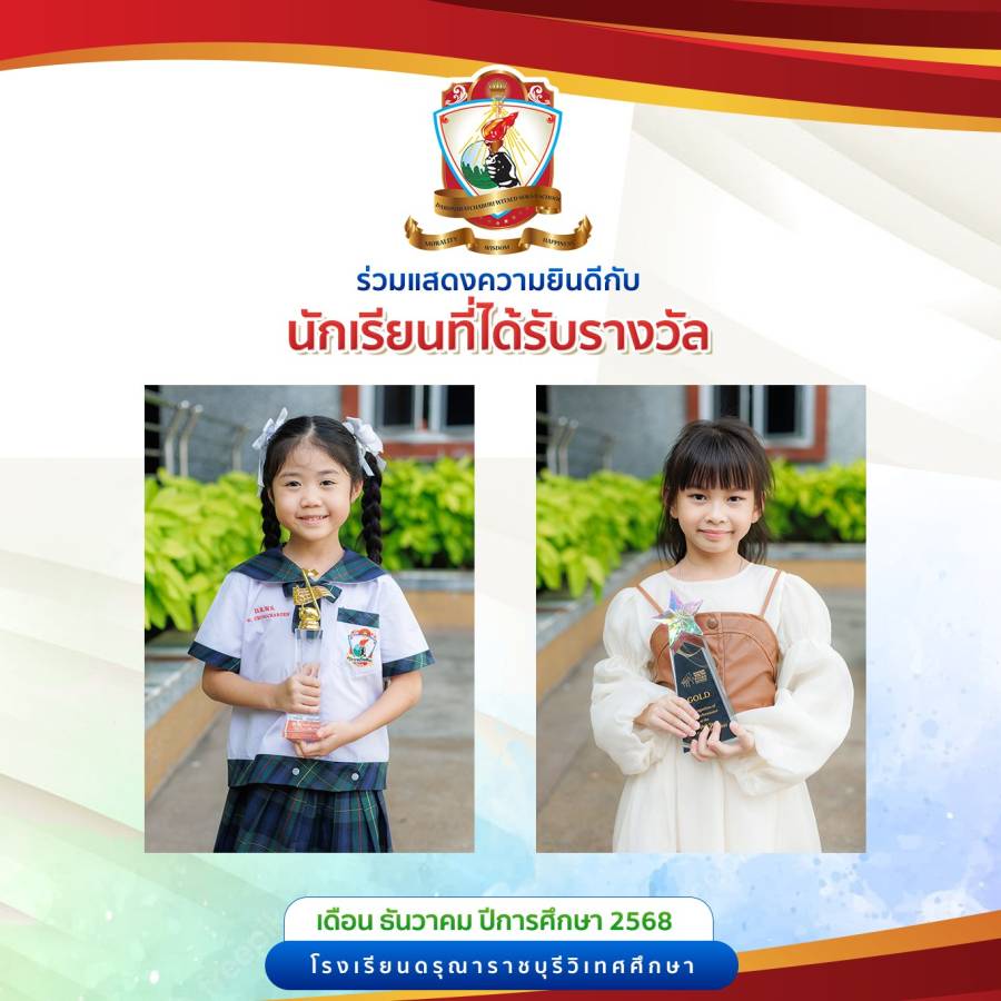 นักเรียนที่ได้รับรางวัลระดับชั้นอนุบาล ประจำเดือน ธันวาคม ปีการศึกษา 2568