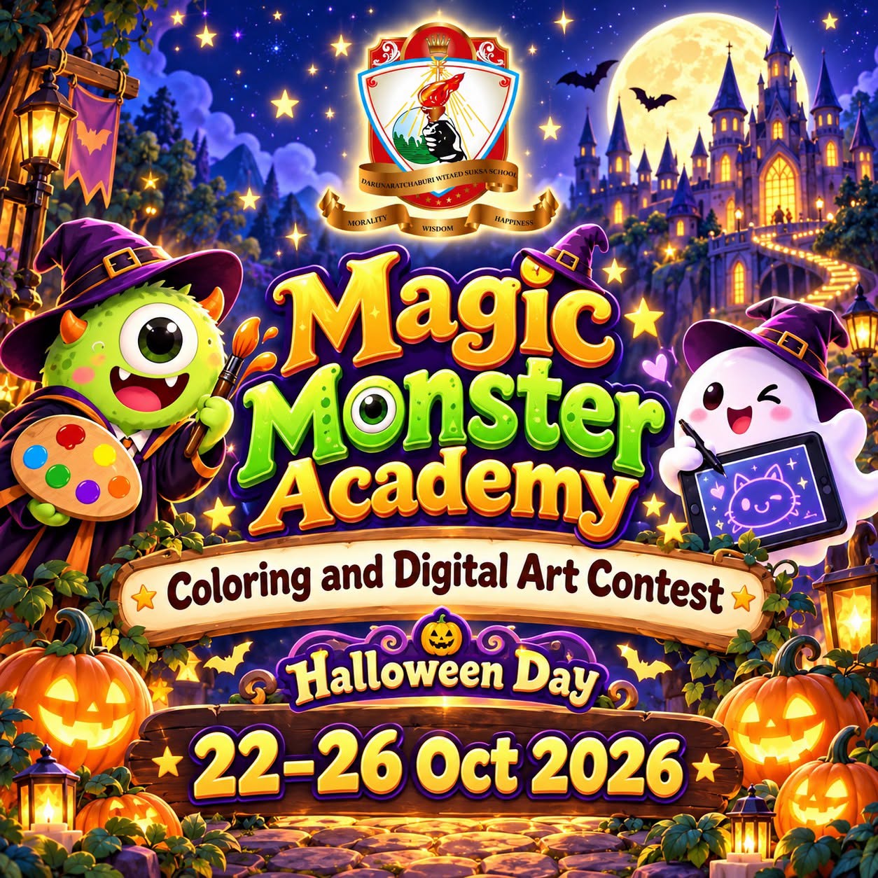 บรรยากาศการประกวดระบายสีวัน Halloween ของน้องๆ ป.1-3